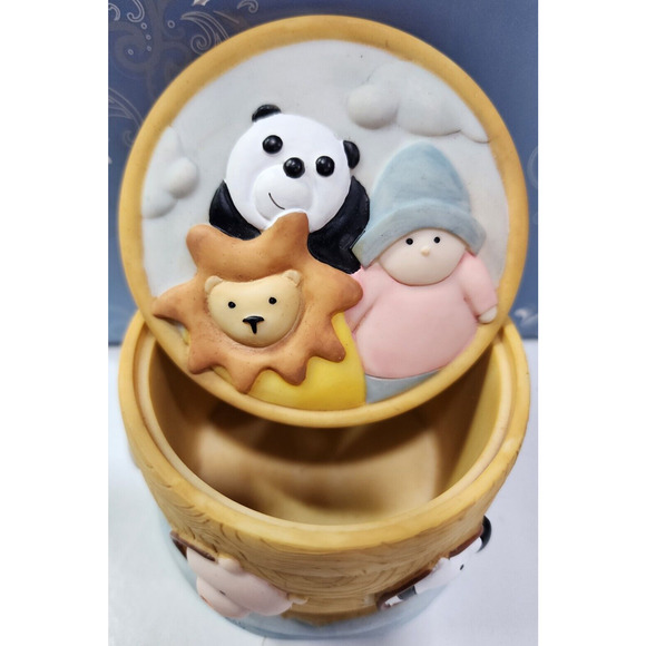 Lil' Noah Round Diameter Trinket Box, Two Pcs w/Felt Feet, 2.25 x 3", New in Box - Picture 1 of 12